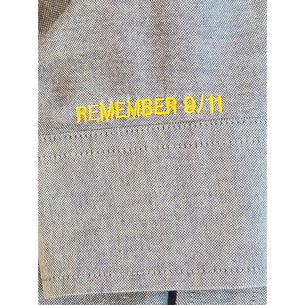 Remember 9/11 VTG SHIRT Men Blue Oxford Button Up 16 32 F-4s Fighter Embroidered